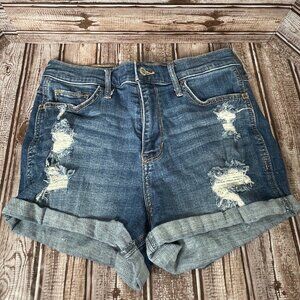 HOLLISTER Women's 5 Waist 27 High-Rise Short-Short Stretch Blue Denim Shorts